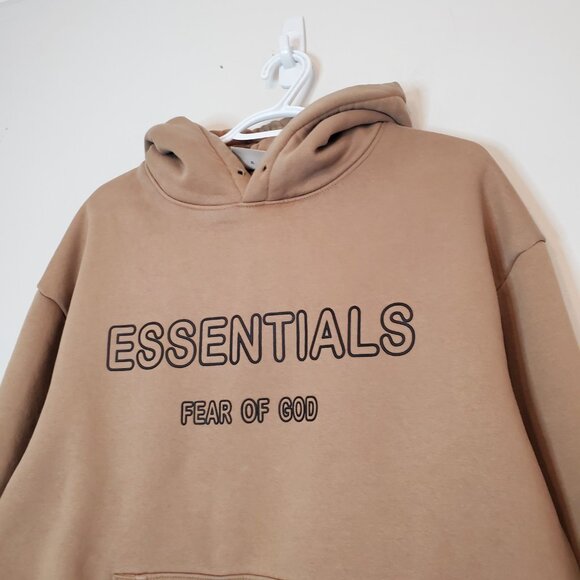 Fear Of God Essentials Spellout Hoodie Brown Size XL - Picture 2 of 6